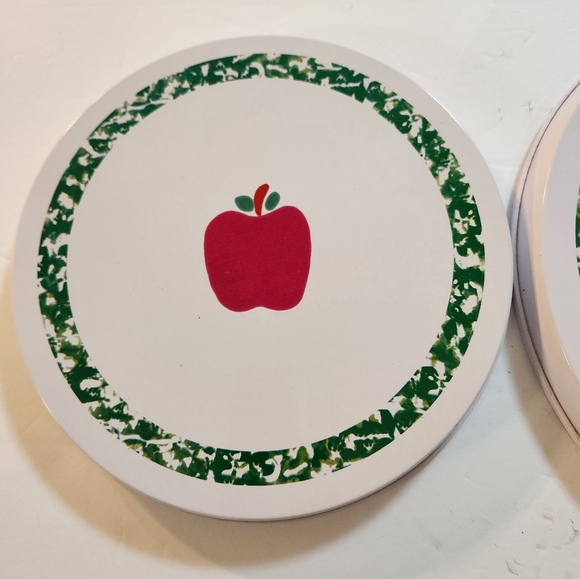 Stove Top Burner Covers (4) Red Apple on White Background with Green Trim - Picture 5 of 8